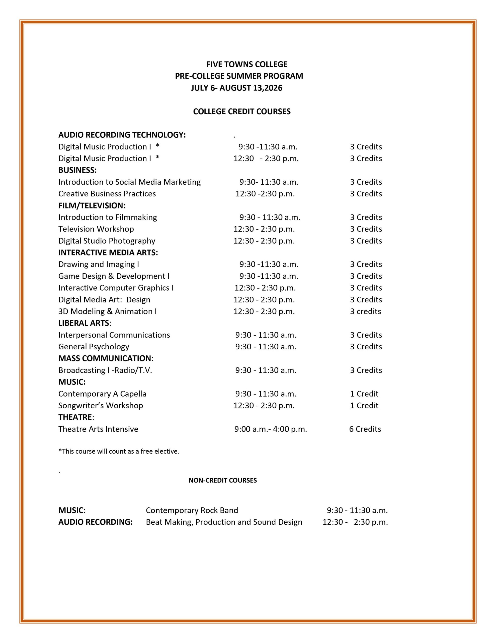 Five Towns College Pre-College Summer Program