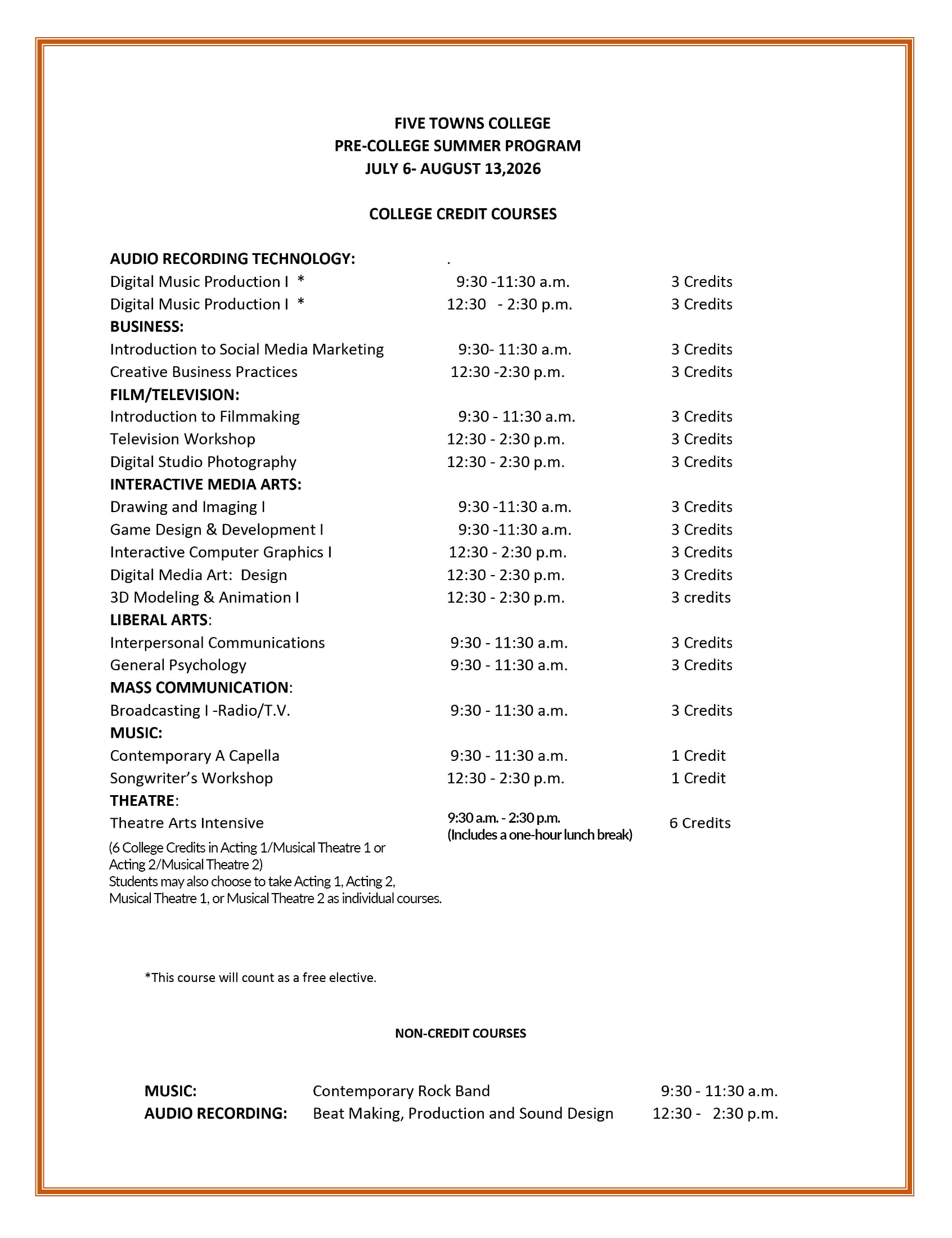 Five Towns College Pre-College Summer Program